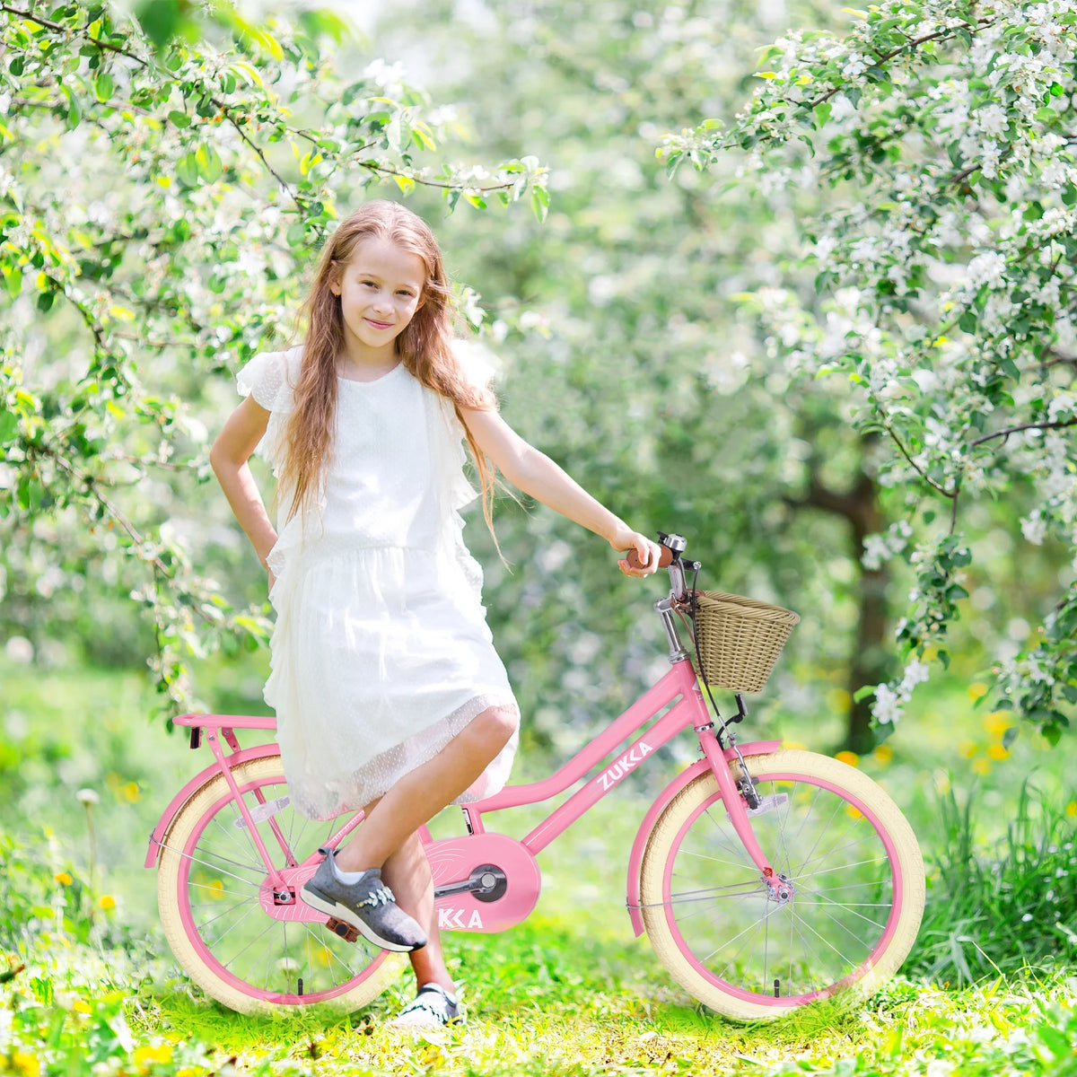 20" Kids Bike Girls Bike with Basket Single Speed Steel Frame Children Bicycle for 7 - 10 Years, Pink - Product image 2