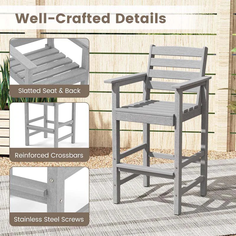 Adirondack Bar Chairs Set of 2/4, 29" HDPE Bar Height Outdoor Stools w/ Backrest & Footrest - Product image 24