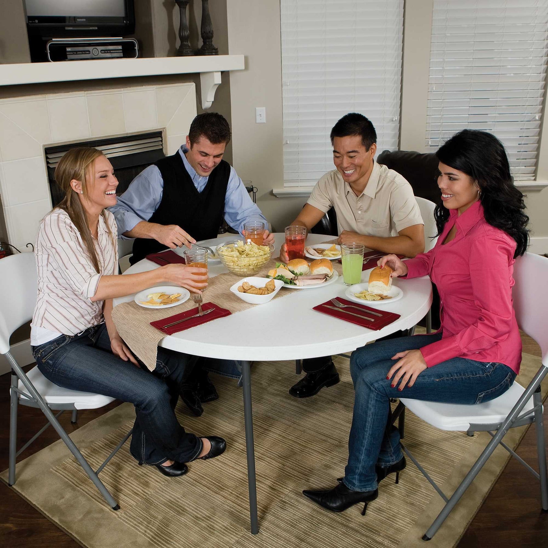 Lifetime 48 in Round Fold - in - Half Table, Indoor/Outdoor Essential, White Granite (280064) - Product image 28