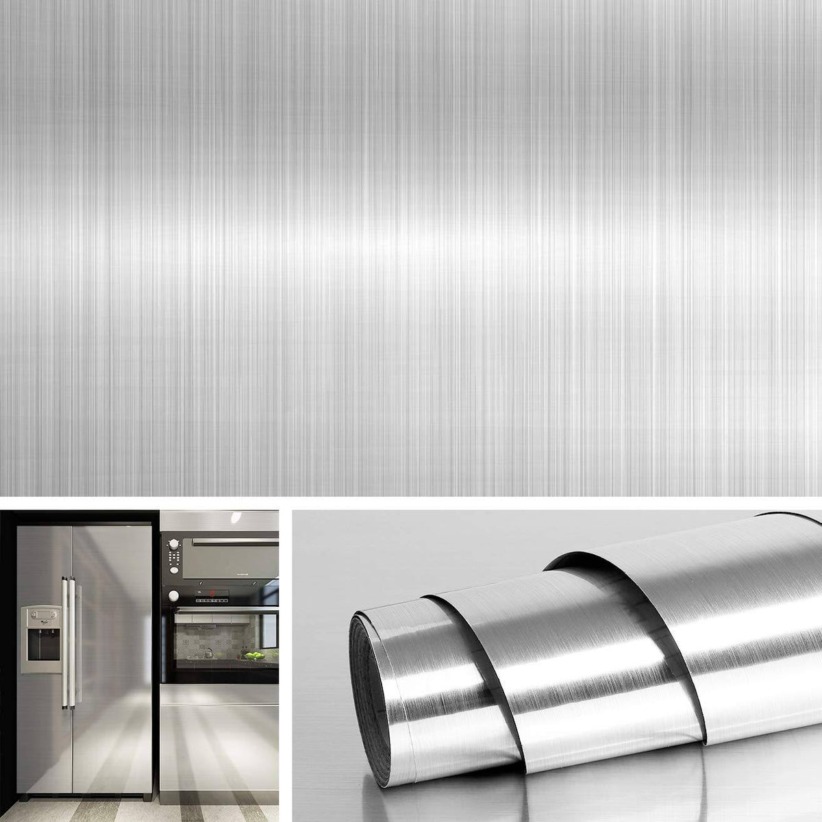 Livelynine 15.8x197 Silver Contact Paper Peel and Stick Stainless Steel Wrap for Appliances Adhesive Vinyl - Product image 1