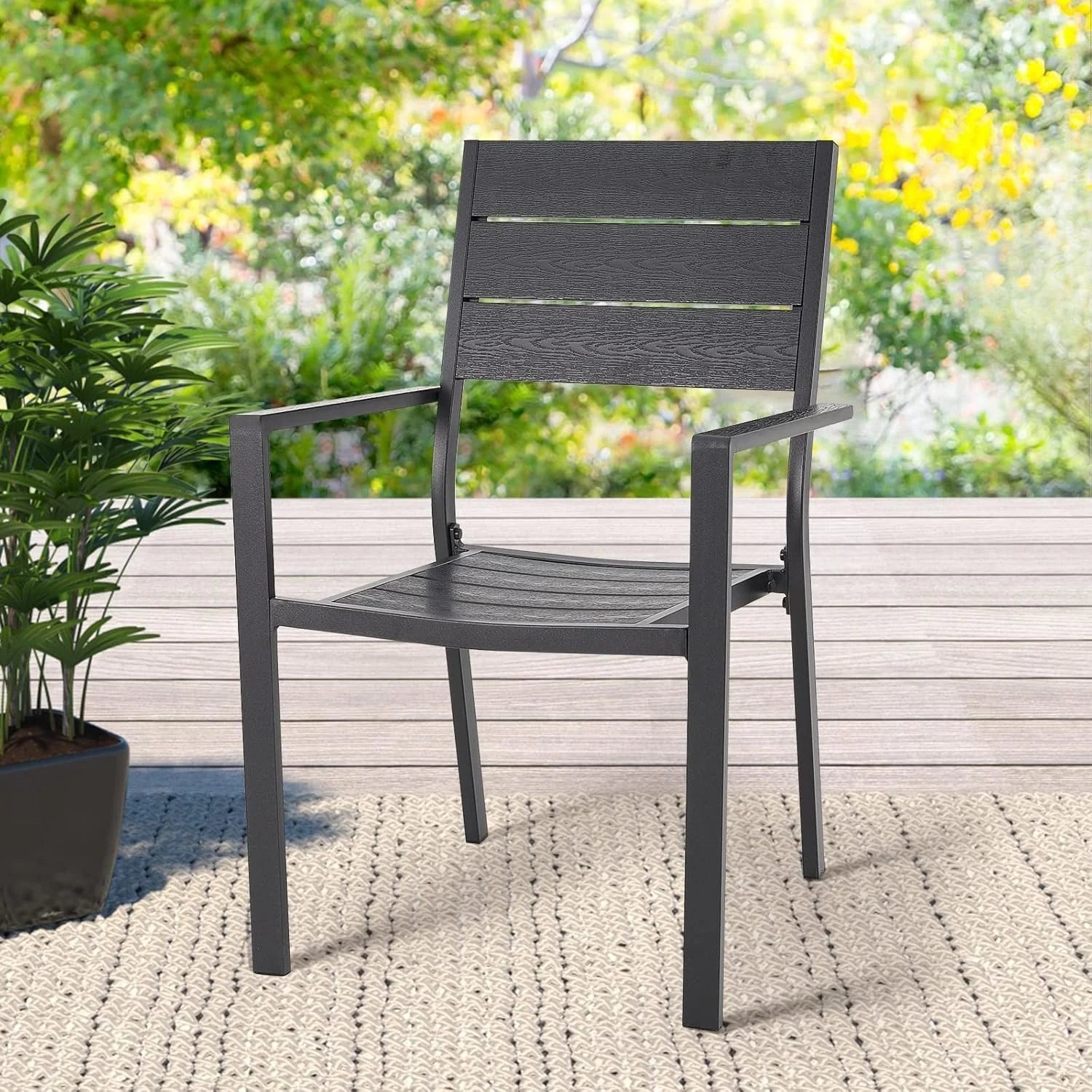 AECOJOY 6 Pieces Outdoor Dining Chairs, Aluminum Frame Stackable Patio Chair - Product image 7