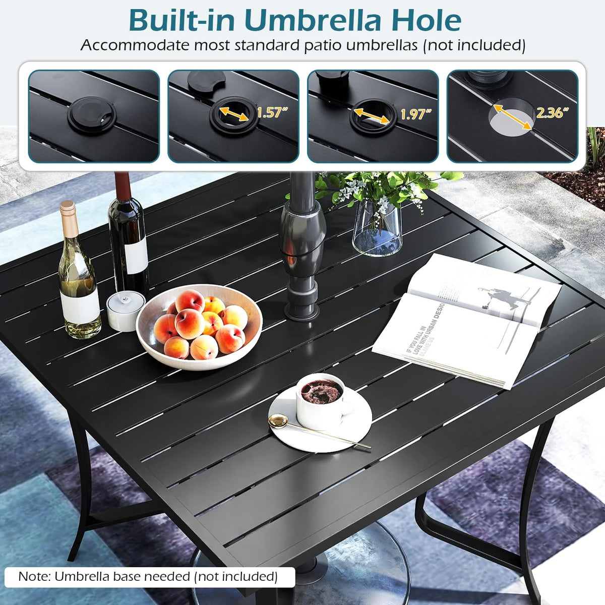 Tangkula 5 Pieces Patio Dining Set for 4 with Umbrella Hole