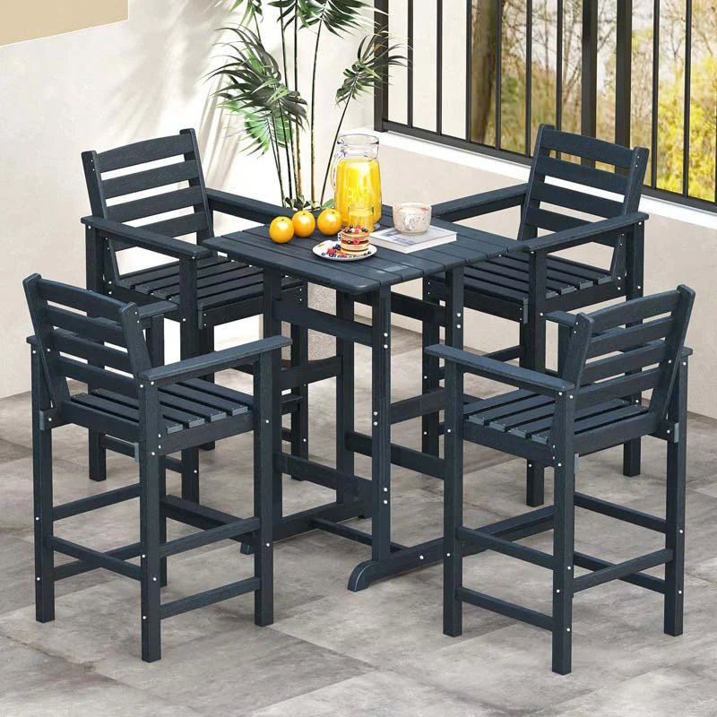 Adirondack Bar Chairs Set of 2/4, 29" HDPE Bar Height Outdoor Stools w/ Backrest & Footrest - Product image 18