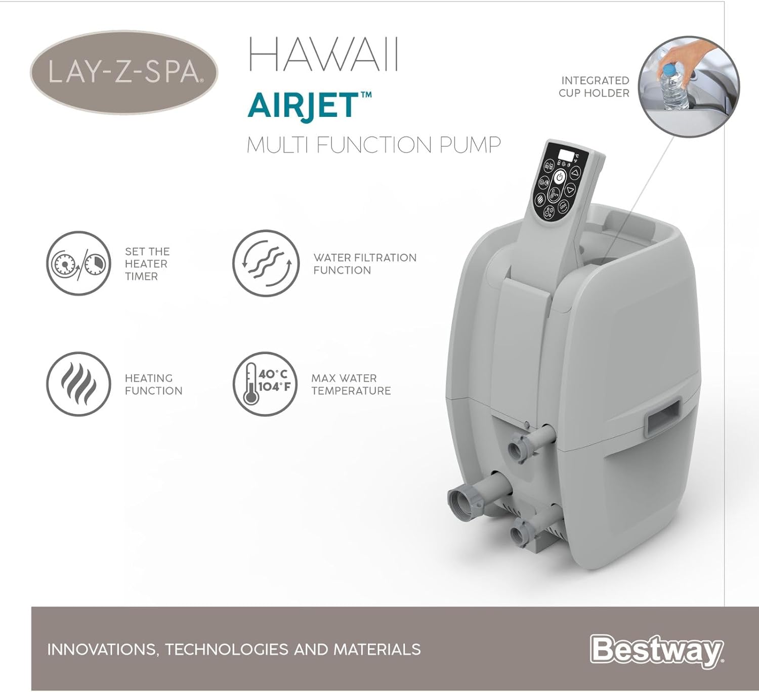 Lay-Z-Spa® Miami Airjet2 round inflatable spa - 4 people