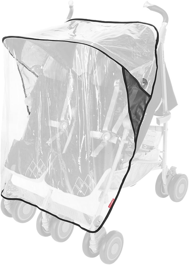 Maclaren Twin Triumph double stroller (6 months, up to 15 kg, one child per seat), lightweight and compact, UPF 50+ extendable hood with rain cover - Black/Anthracite