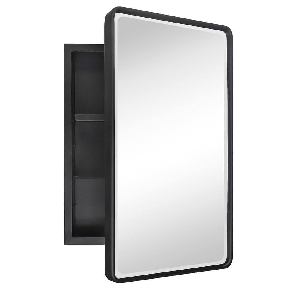 TEHOME Farmhouse 16 in. W x 24 in. H Recessed Rectangular Metal Framed Bathroom Medicine Cabinets with - Product image 1