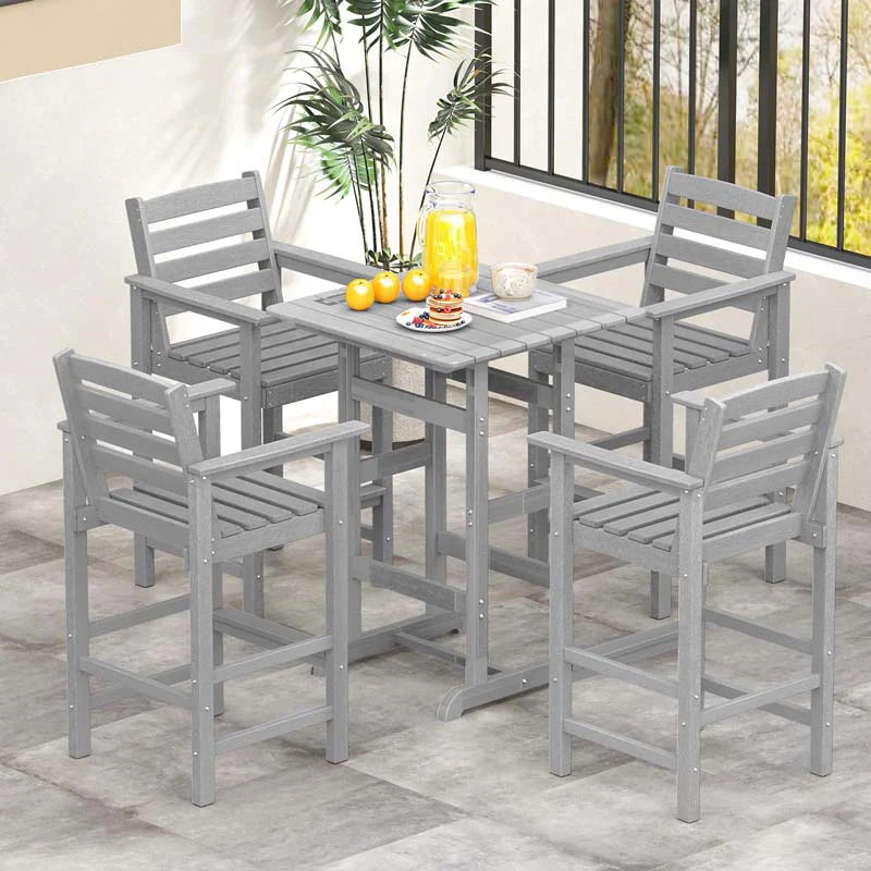 Adirondack Bar Chairs Set of 2/4, 29" HDPE Bar Height Outdoor Stools w/ Backrest & Footrest - Product image 27
