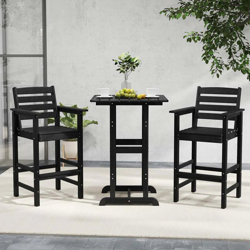 Adirondack Bar Chairs Set of 2/4, 29" HDPE Bar Height Outdoor Stools w/ Backrest & Footrest - Product image 3