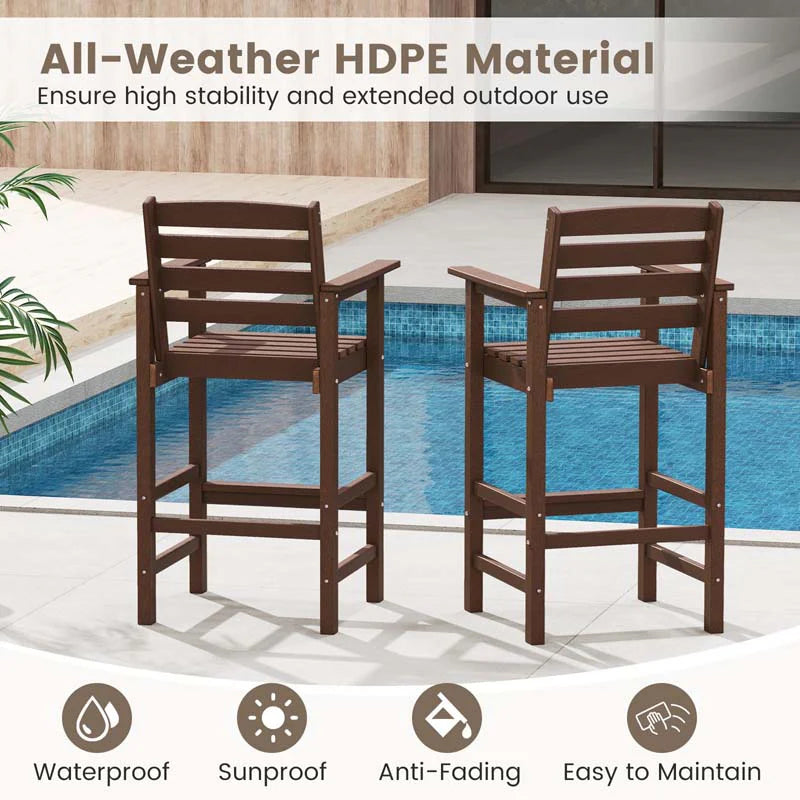 Adirondack Bar Chairs Set of 2/4, 29" HDPE Bar Height Outdoor Stools w/ Backrest & Footrest - Product image 31