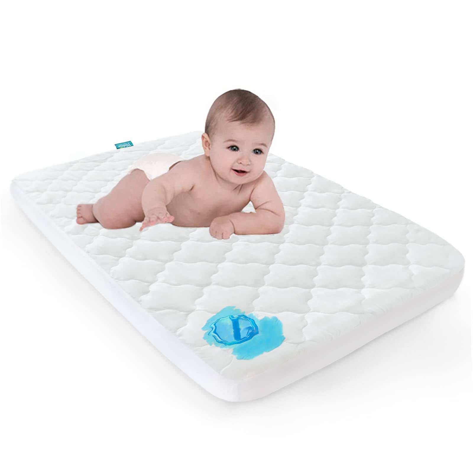 Biloban Pack N Play Waterproof Baby Crib Mattress Pad - 39" x 27" Fitted Cover Protector for Mini & - Product image 1