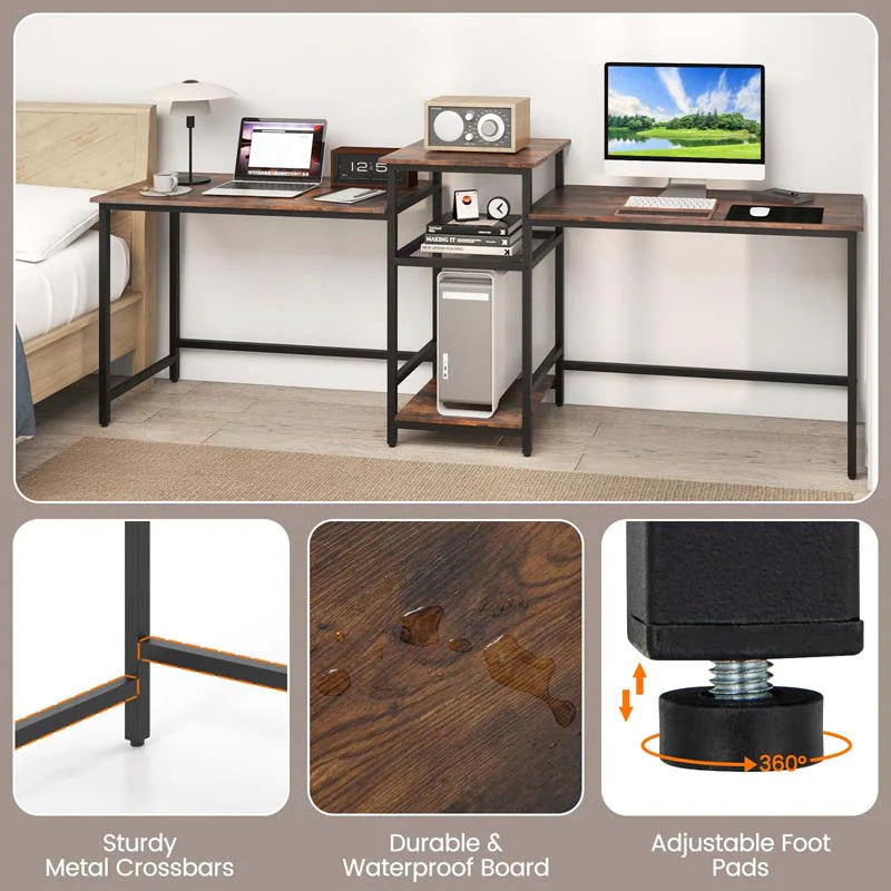 97" Extra Long 2-Person Computer Desk with Power Outlet and Printer Stand - Product image 8