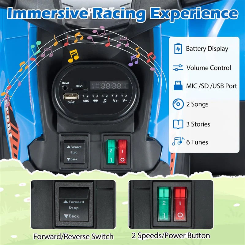 24V Kids ATV Ride On Quad, Electric 4 Wheeler Toy with 5Mph Max Speed, LED Headlights, Music - Product image 5