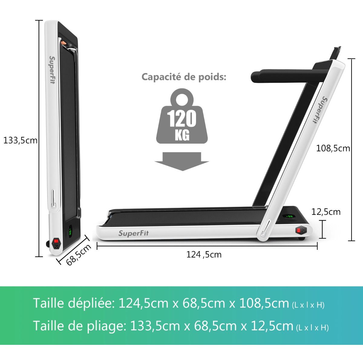 2 in 1 Foldable Electric Treadmill 1 to 12 Km/H with Bluetooth Speaker Remote Control 0.75HP Motor Green/White/Black/Red/Gold/Black and Silver/Blue -