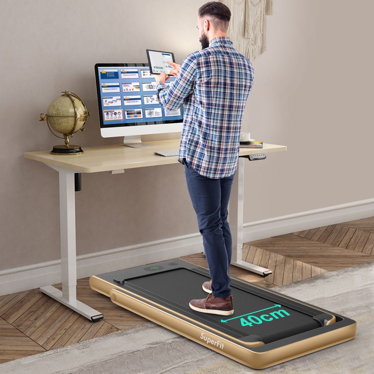 2 in 1 Foldable Electric Treadmill 1 to 12 Km/H with Bluetooth Speaker Remote Control 0.75HP Motor Green/White/Black/Red/Gold/Black and Silver/Blue -