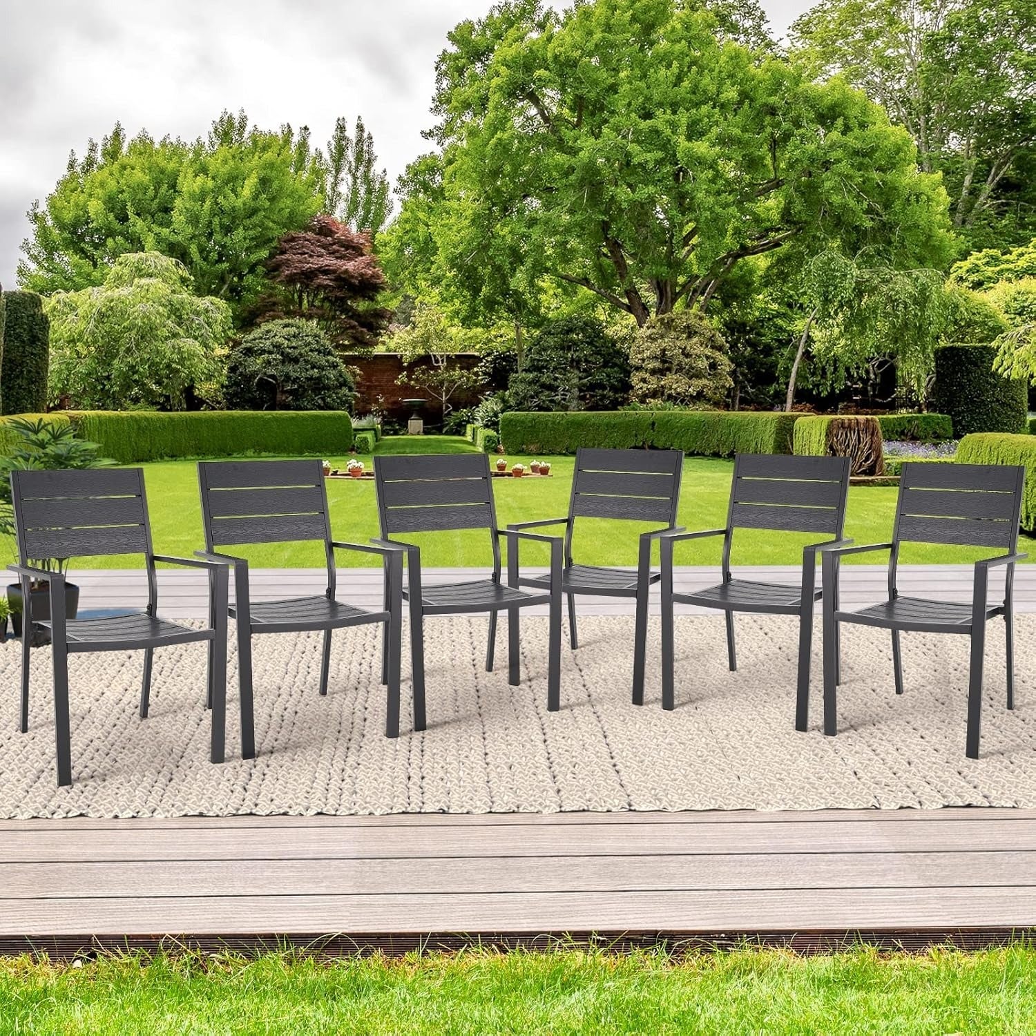 AECOJOY 6 Pieces Outdoor Dining Chairs, Aluminum Frame Stackable Patio Chair - Product image 2