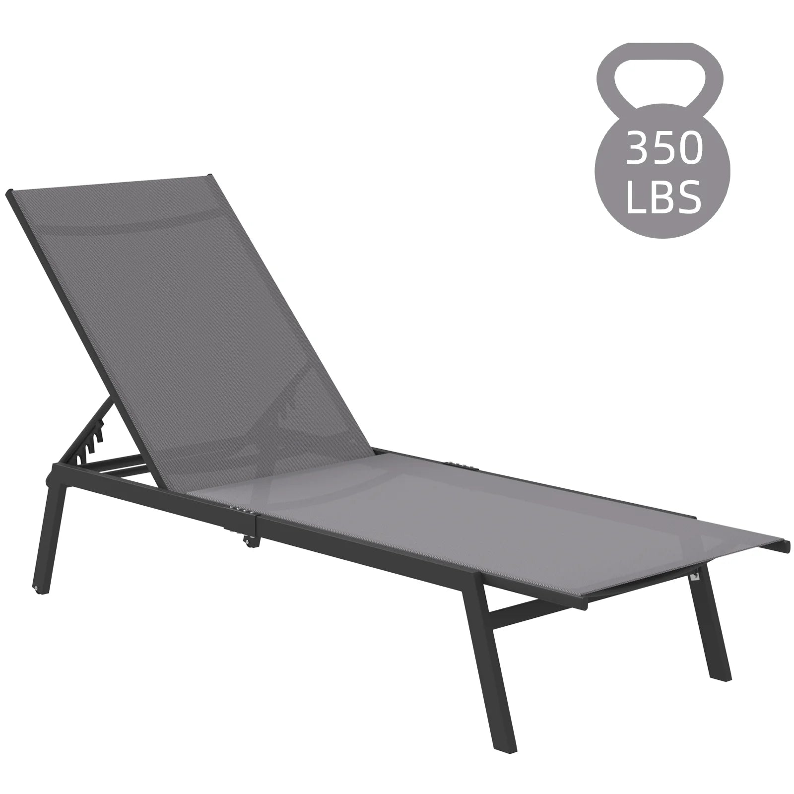 AECOJOY Patio Lounge Chairs, Outdoor Chaise Lounge with Wheels, Dark Grey - Product image 1