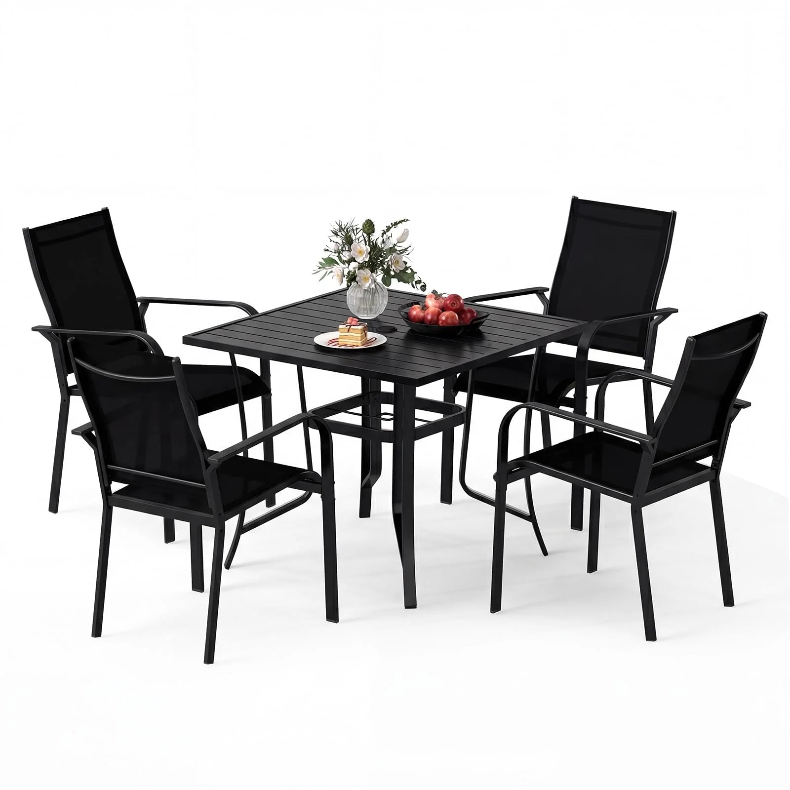 Tangkula 5 Pieces Patio Dining Set for 4 with Umbrella Hole