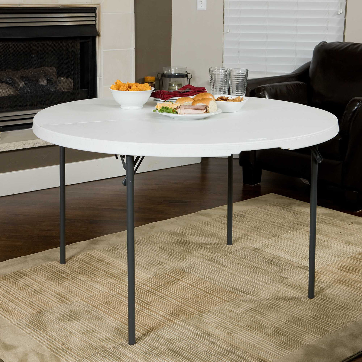 Lifetime 48 in Round Fold - in - Half Table, Indoor/Outdoor Essential, White Granite (280064) - Product image 26