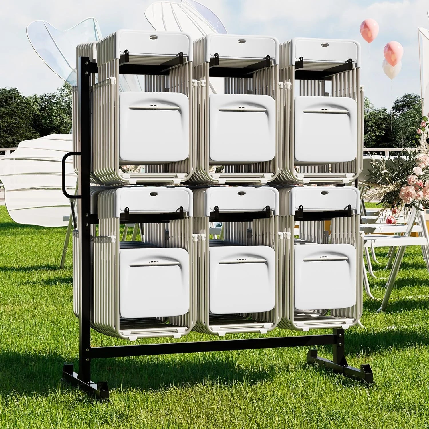 AECOJOY Folding Chair Rack, Heavy Duty 1080LBS Weight Capacity Chair Cart for 84 Chairs or 12 Tables - Product image 2