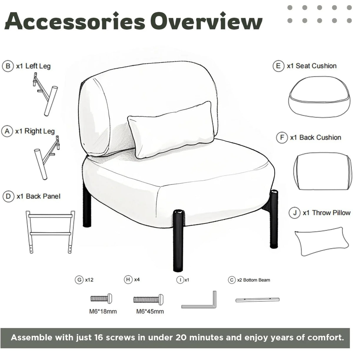 AECOJOY Mid Century Modern Accent Chair, Extra Large Teddy Upholstered Lounge Chair with Pillow - Product image 18