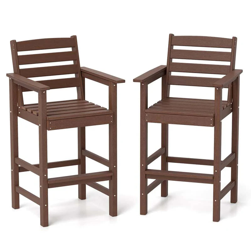 Adirondack Bar Chairs Set of 2/4, 29" HDPE Bar Height Outdoor Stools w/ Backrest & Footrest - Product image 28
