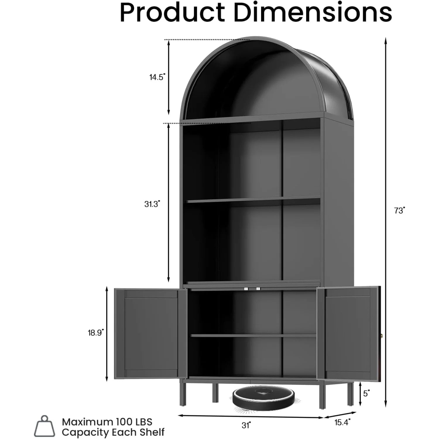 AECOJOY 73'' Arched Cabinet, Metal Kitchen Pantry with Adjustable Shelves - Product image 3