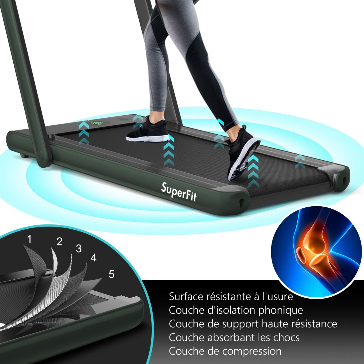 2 in 1 Foldable Electric Treadmill 1 to 12 Km/H with Bluetooth Speaker Remote Control 0.75HP Motor Green/White/Black/Red/Gold/Black and Silver/Blue -