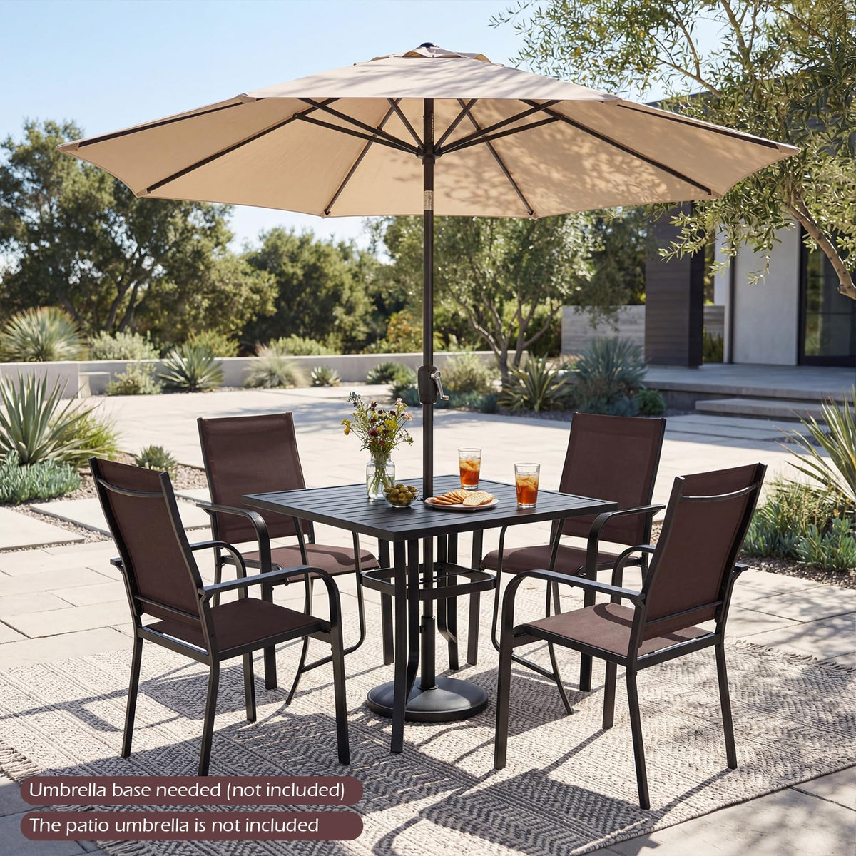 Tangkula 5 Pieces Patio Dining Set for 4 with Umbrella Hole