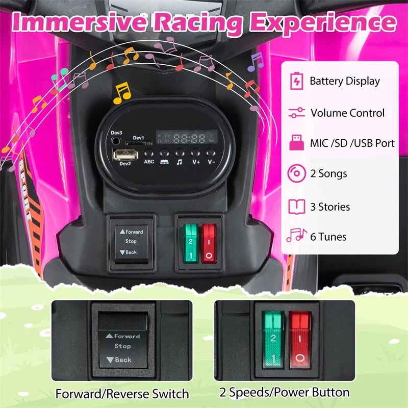 24V Kids ATV Ride On Quad, Electric 4 Wheeler Toy with 5Mph Max Speed, LED Headlights, Music - Product image 15