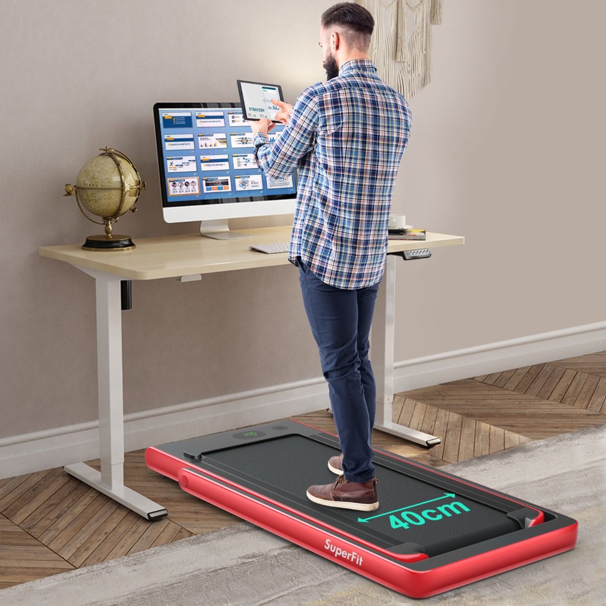 2 in 1 Foldable Electric Treadmill 1 to 12 Km/H with Bluetooth Speaker Remote Control 0.75HP Motor Green/White/Black/Red/Gold/Black and Silver/Blue -