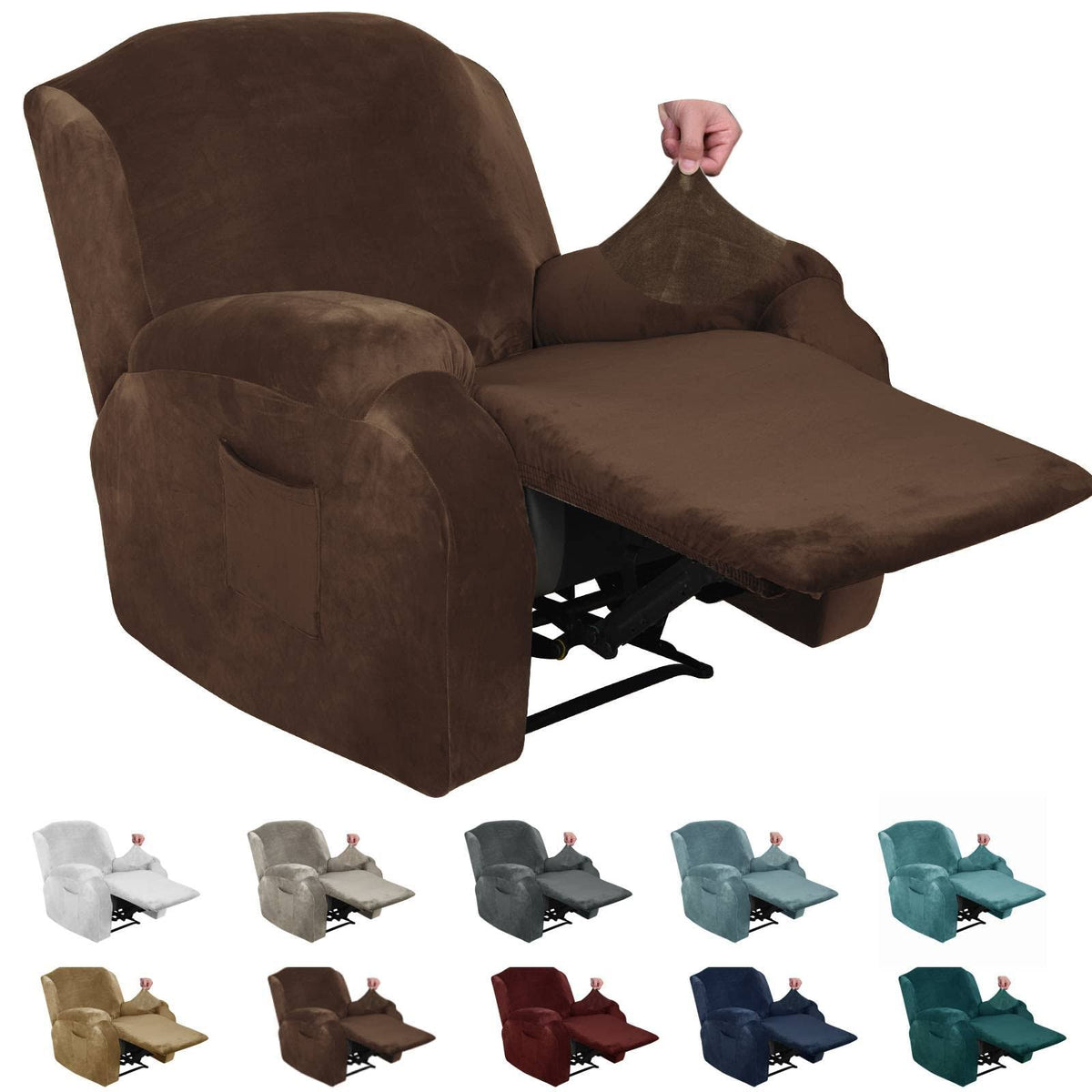 MAXIJIN Velvet 4 Piece Recliner Cover Stretch Plush Soft Cover for Recliner Chair Thick Soft Recliner Chair - Product image 1