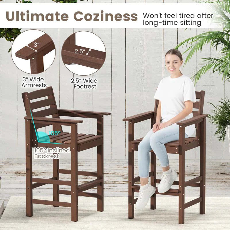 Adirondack Bar Chairs Set of 2/4, 29" HDPE Bar Height Outdoor Stools w/ Backrest & Footrest - Product image 32
