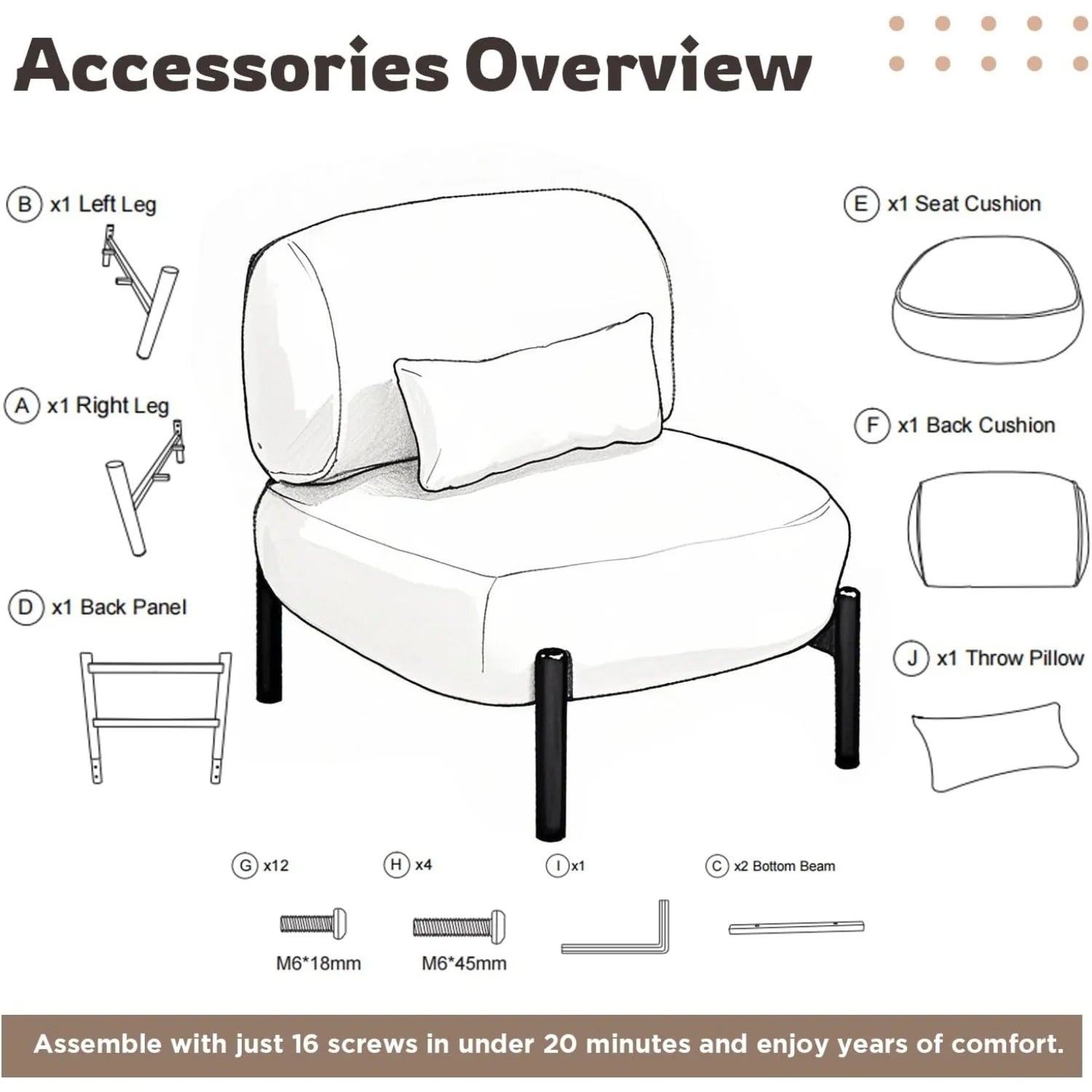 AECOJOY Mid Century Modern Accent Chair, Extra Large Teddy Upholstered Lounge Chair with Pillow - Product image 8
