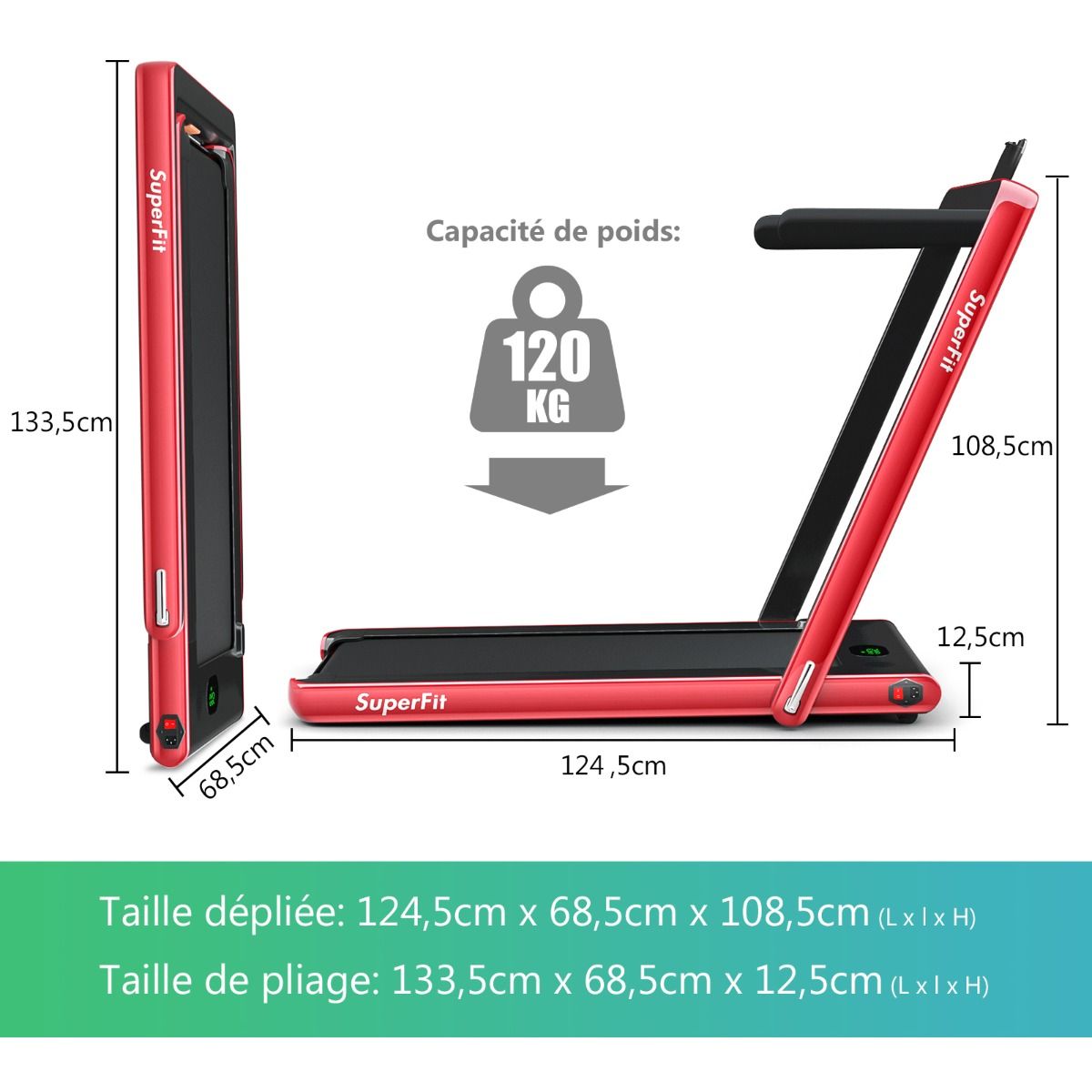2 in 1 Foldable Electric Treadmill 1 to 12 Km/H with Bluetooth Speaker Remote Control 0.75HP Motor Green/White/Black/Red/Gold/Black and Silver/Blue -
