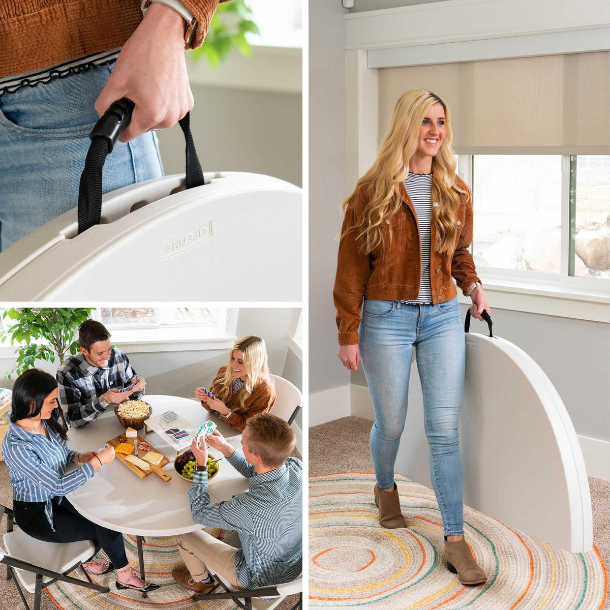 Lifetime 48 in Round Fold - in - Half Table, Indoor/Outdoor Essential, White Granite (280064) - Product image 20