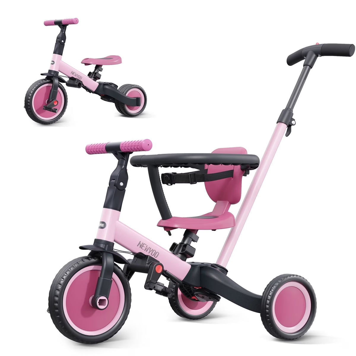 Newyoo TR008 5 - in - 1 Toddler Tricycle with Push Handle, Converts to Balance Bike for 1 - 3 Year Old - Product image 5