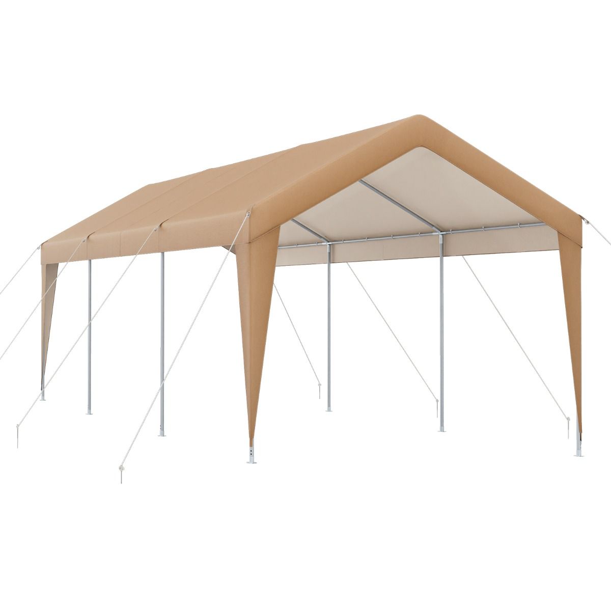 Carport 301 x 600 cm Galvanized Metal Frame Portable Garage Tent with Tarpaulin All Weather Car Tent for Trucks Boats -