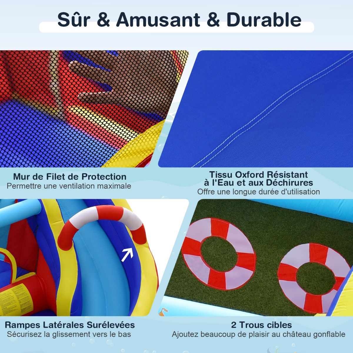 Boat Style Inflatable Castle with Curved Slide Jump Zone Climbing Wall Inflator Not Included -