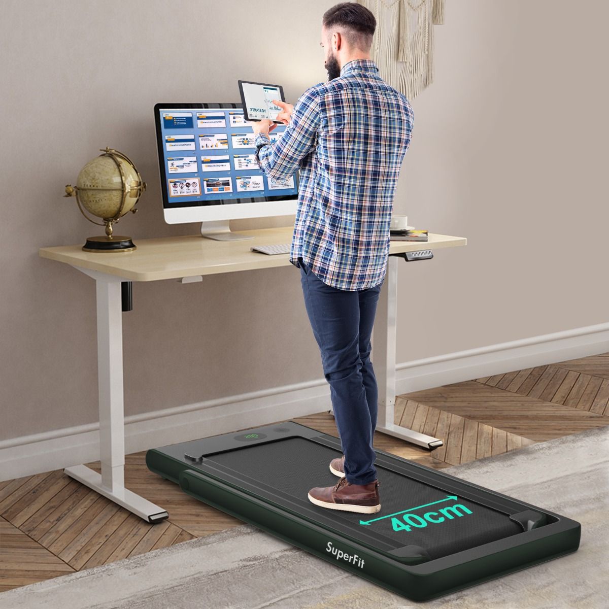 2 in 1 Foldable Electric Treadmill 1 to 12 Km/H with Bluetooth Speaker Remote Control 0.75HP Motor Green/White/Black/Red/Gold/Black and Silver/Blue -