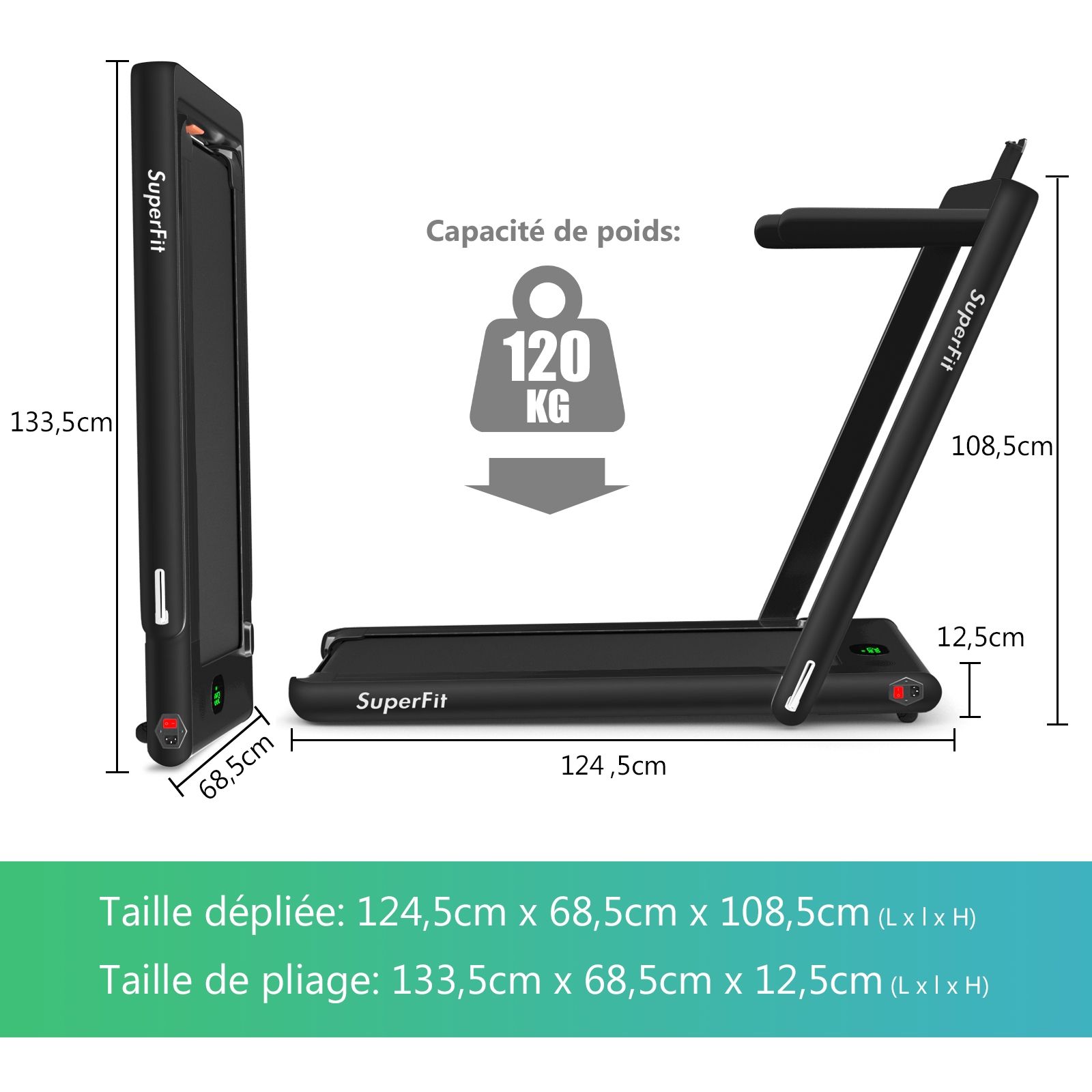 2 in 1 Foldable Electric Treadmill 1 to 12 Km/H with Bluetooth Speaker Remote Control 0.75HP Motor Green/White/Black/Red/Gold/Black and Silver/Blue -