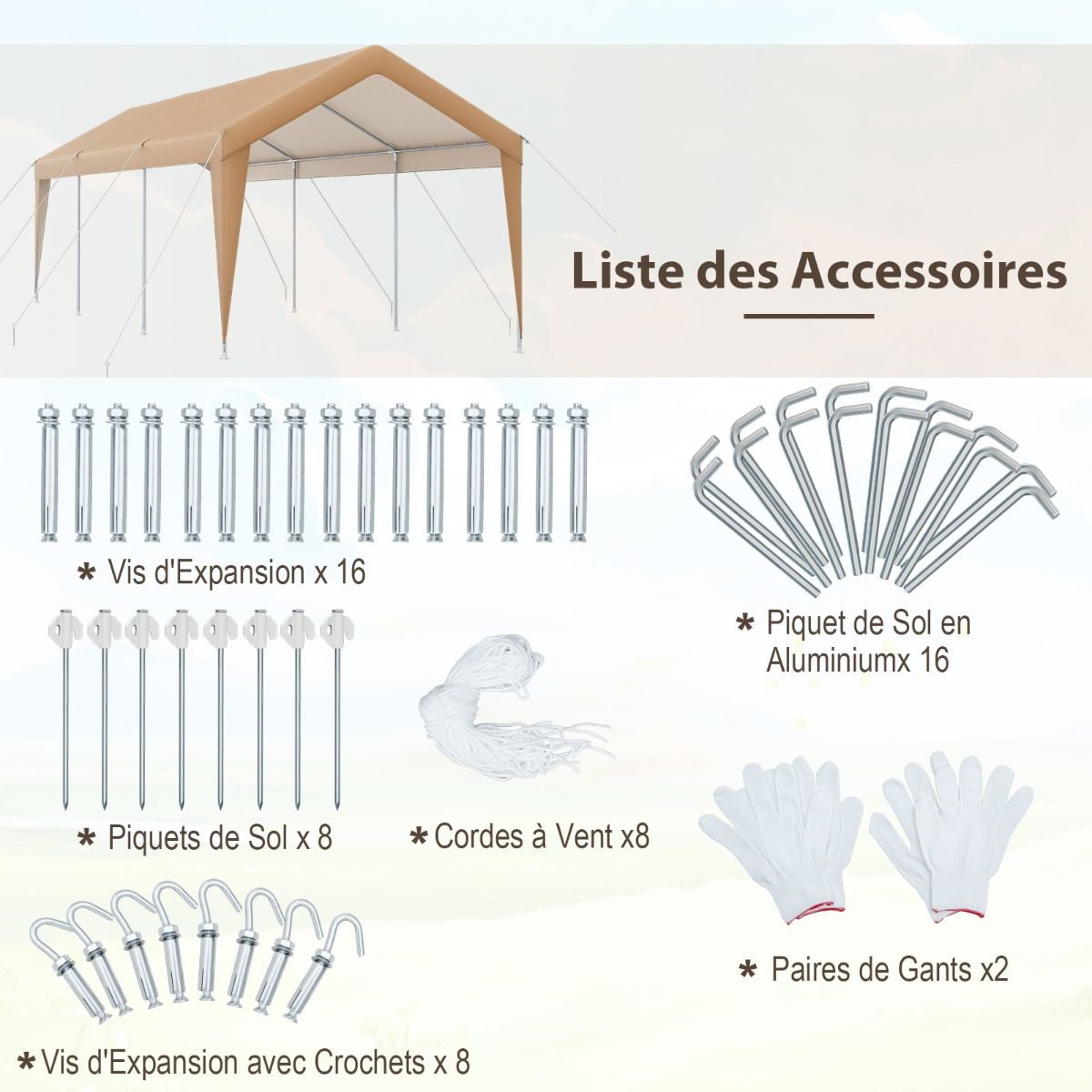 Carport 301 x 600 cm Galvanized Metal Frame Portable Garage Tent with Tarpaulin All Weather Car Tent for Trucks Boats -