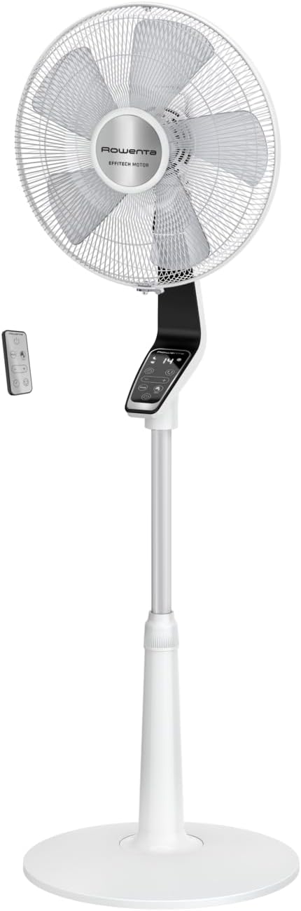 Rowenta Turbo Silence Extreme Pedestal Fan, Powerful, Quiet, Energy Efficient, Design, 12h Timer, Remote Control VU5690F0