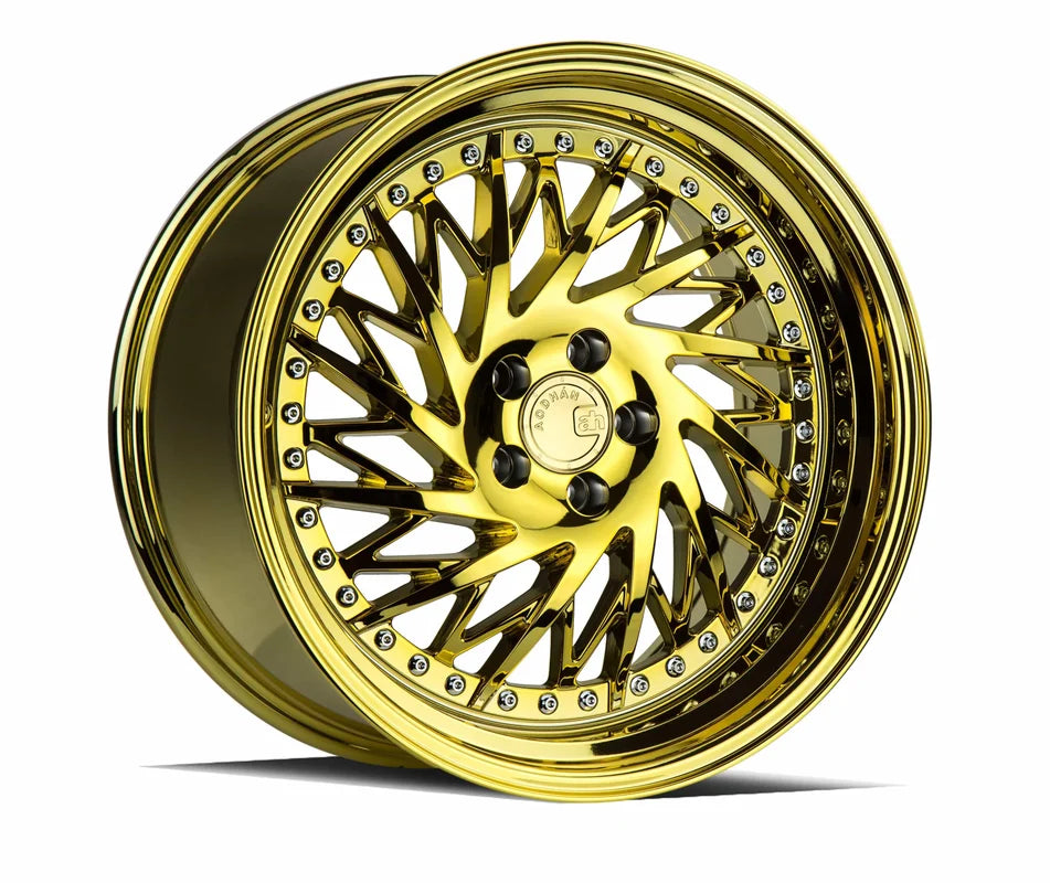 Aodhan DS03 (Drivers Side) 18" 5x114.3 Gold Vacuum w/ Chrome Rivets
