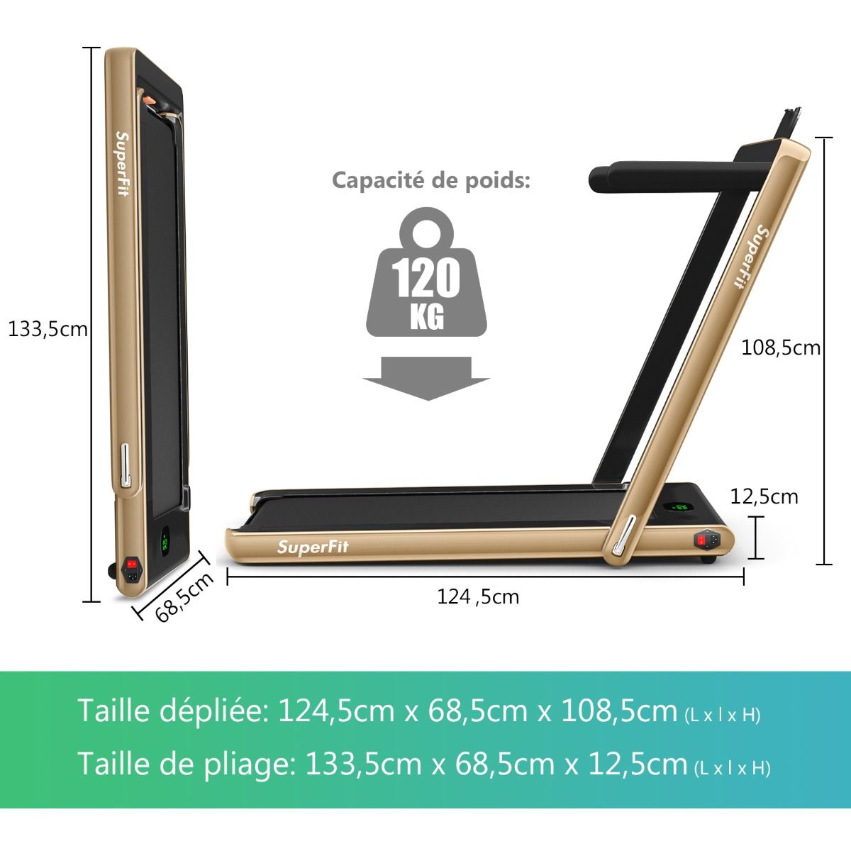 2 in 1 Foldable Electric Treadmill 1 to 12 Km/H with Bluetooth Speaker Remote Control 0.75HP Motor Green/White/Black/Red/Gold/Black and Silver/Blue -
