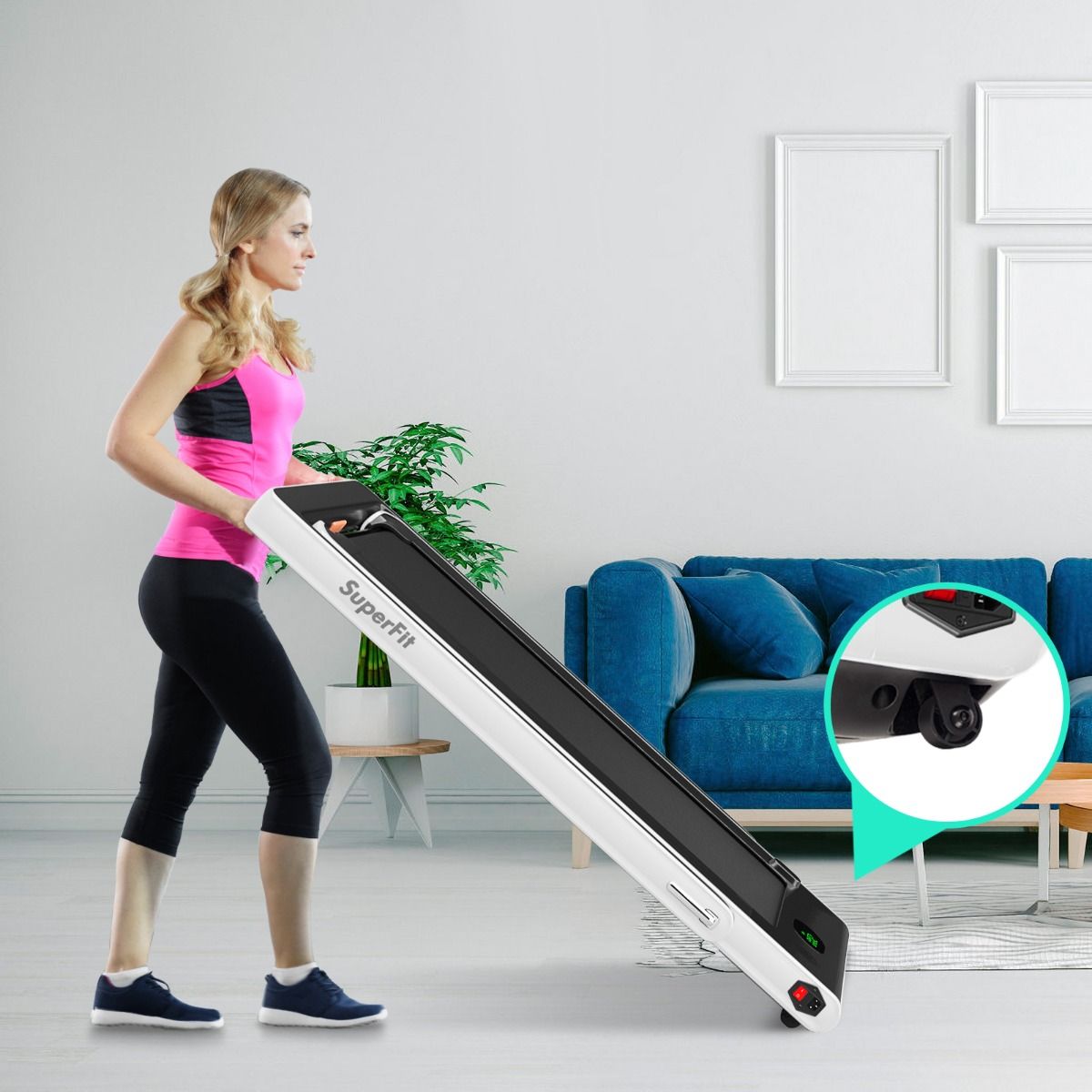 2 in 1 Foldable Electric Treadmill 1 to 12 Km/H with Bluetooth Speaker Remote Control 0.75HP Motor Green/White/Black/Red/Gold/Black and Silver/Blue -