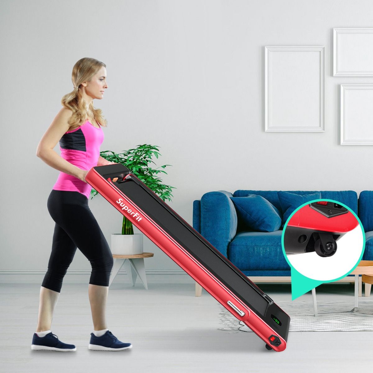 2 in 1 Foldable Electric Treadmill 1 to 12 Km/H with Bluetooth Speaker Remote Control 0.75HP Motor Green/White/Black/Red/Gold/Black and Silver/Blue -