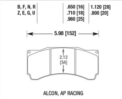 Hawk HB122 Brake Pads Alcon CAR89 Calipers