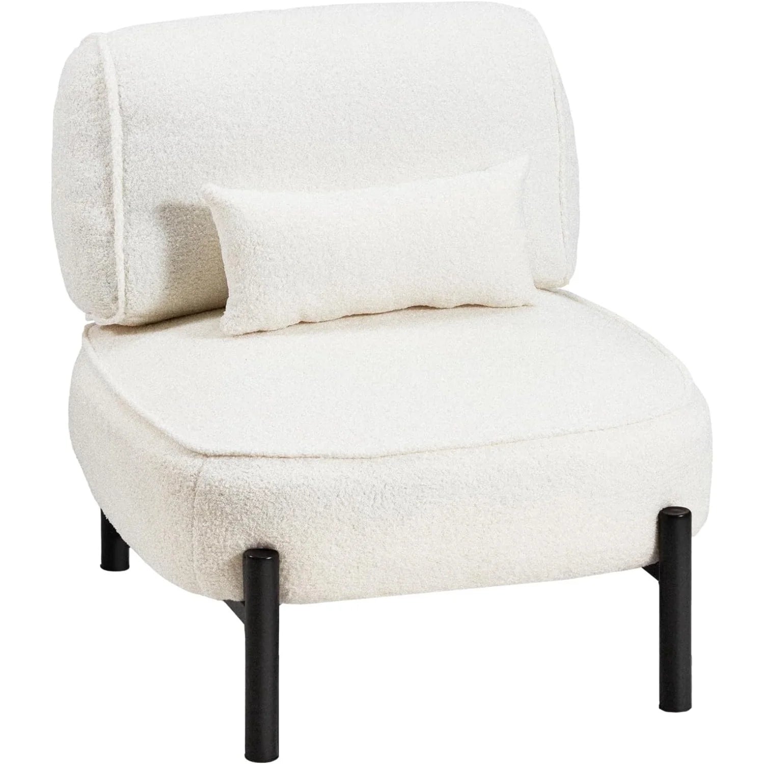 AECOJOY Mid Century Modern Accent Chair, Extra Large Teddy Upholstered Lounge Chair with Pillow - Product image 1