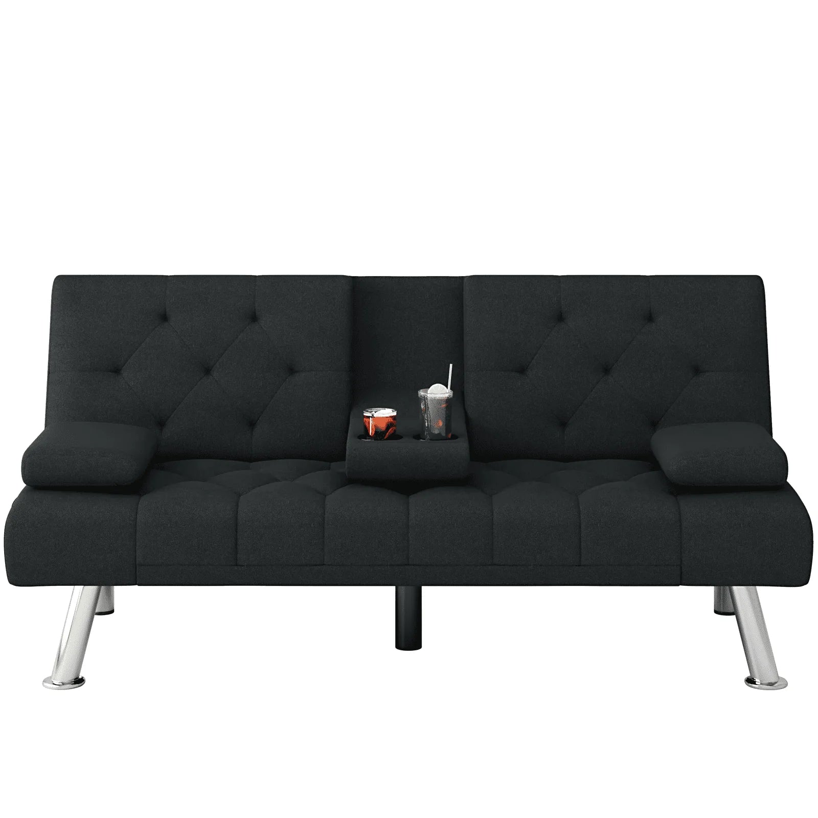 Homfa 66.3'' Upholstered Sofa Bed Couch, Convertible Futon Folding Sleeper Sofa with Removable Armrests and - Product image 9