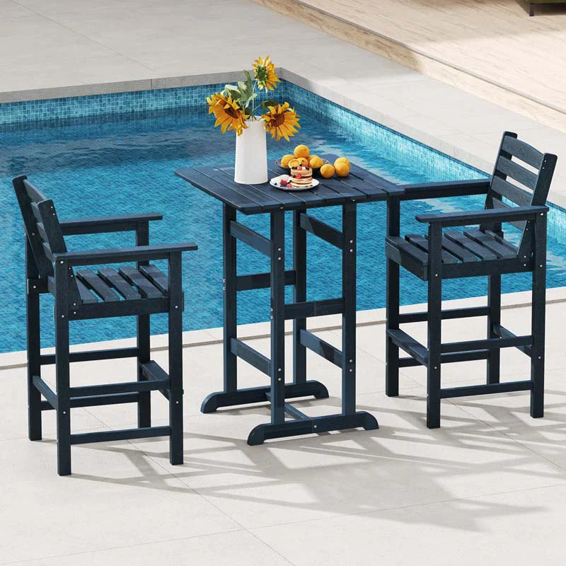 Adirondack Bar Chairs Set of 2/4, 29" HDPE Bar Height Outdoor Stools w/ Backrest & Footrest - Product image 11